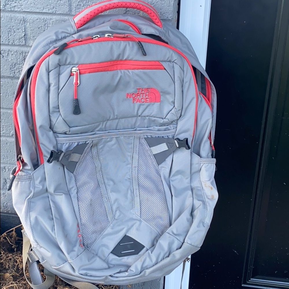 Coral & Grey North Face Backpack - Never Used